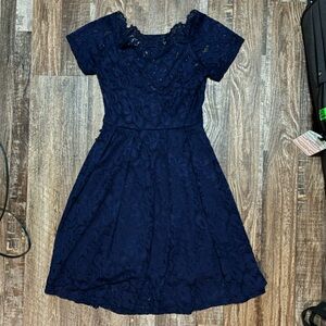 Knee length blue floral dress